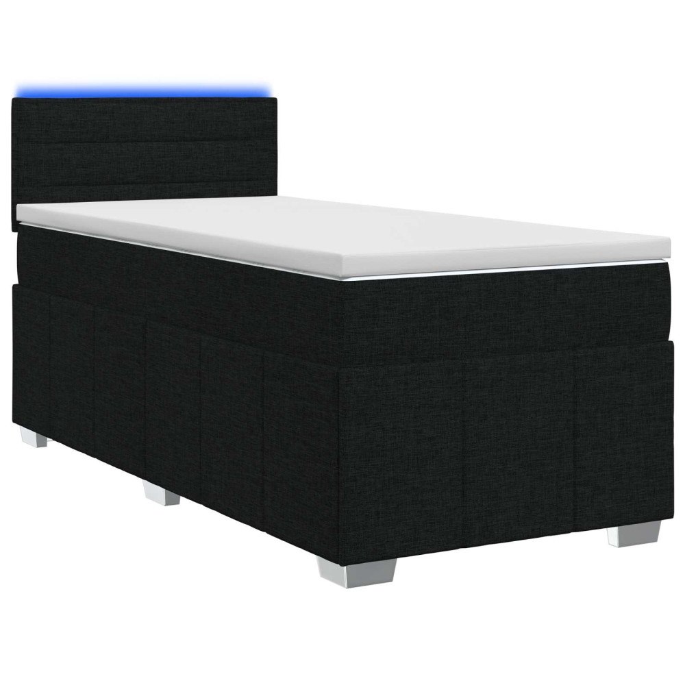 vidaXL Kontinentalsäng med madrass Svart 90 x 200 cm Tyg