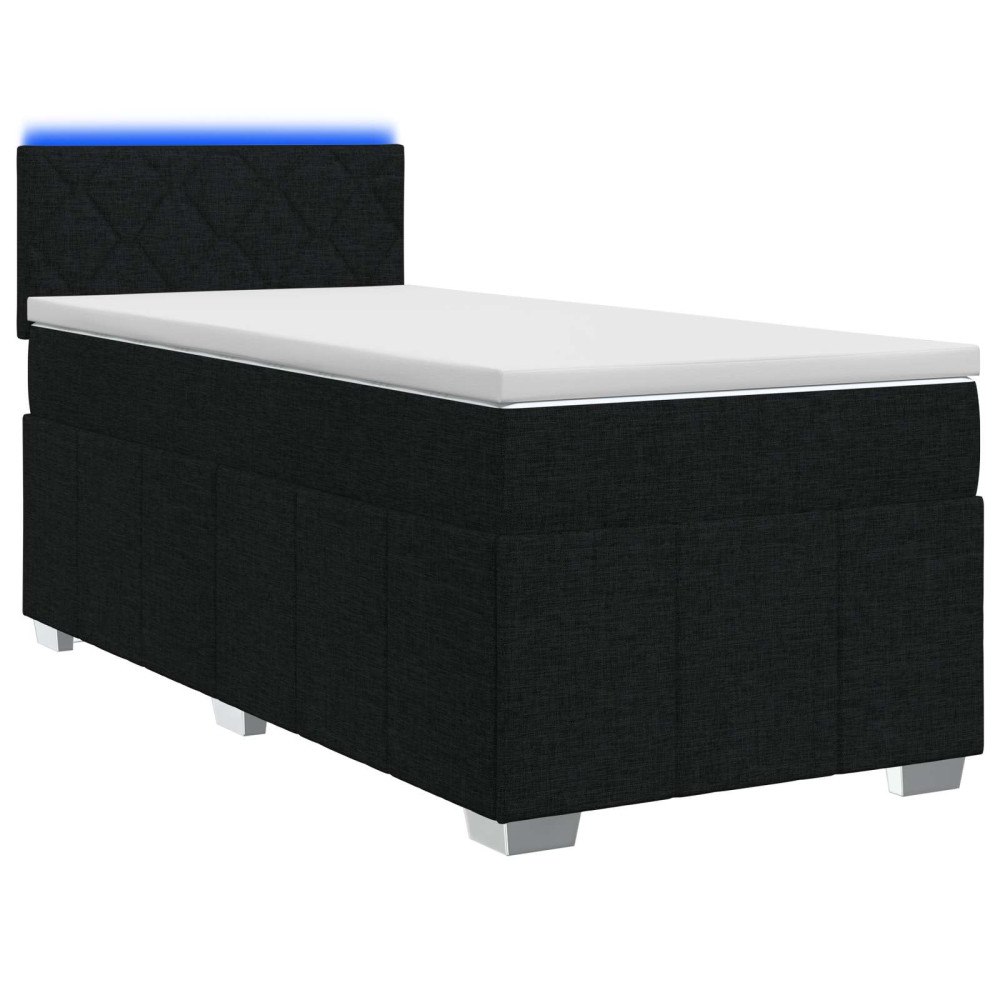 vidaXL Kontinentalsäng med madrass Svart 90 x 200 cm Tyg