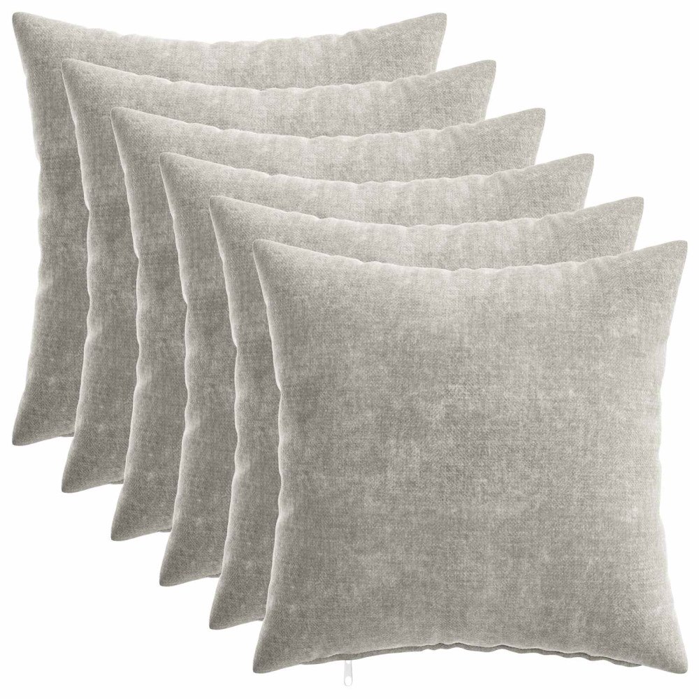 vidaXL Kuddöverdrag 6 st HEERLEN Ljusgrå 30 x 30 cm Chenilletyg