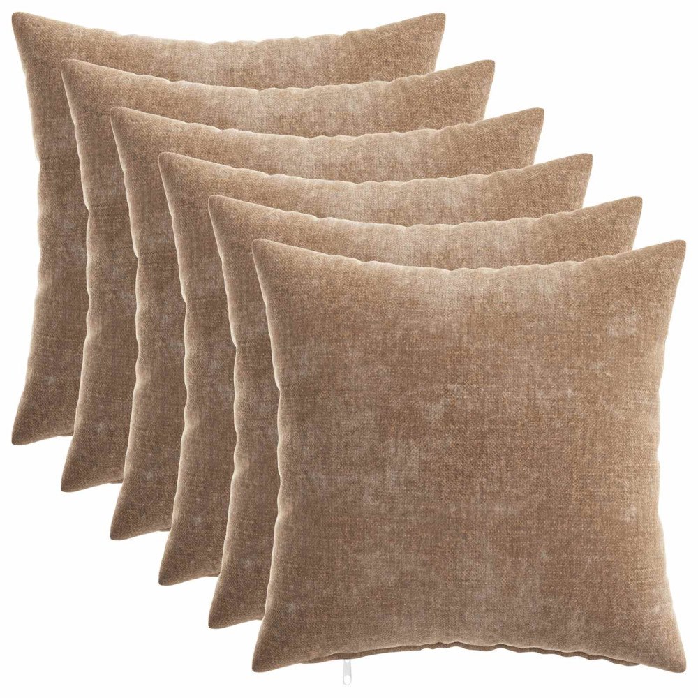 vidaXL Kuddöverdrag 6 st HEERLEN Brun 30 x 30 cm Chenilletyg