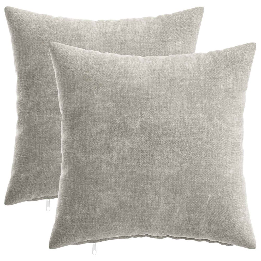 vidaXL Kuddöverdrag 2 st HEERLEN Ljusgrå 35 x 35 cm Chenilletyg