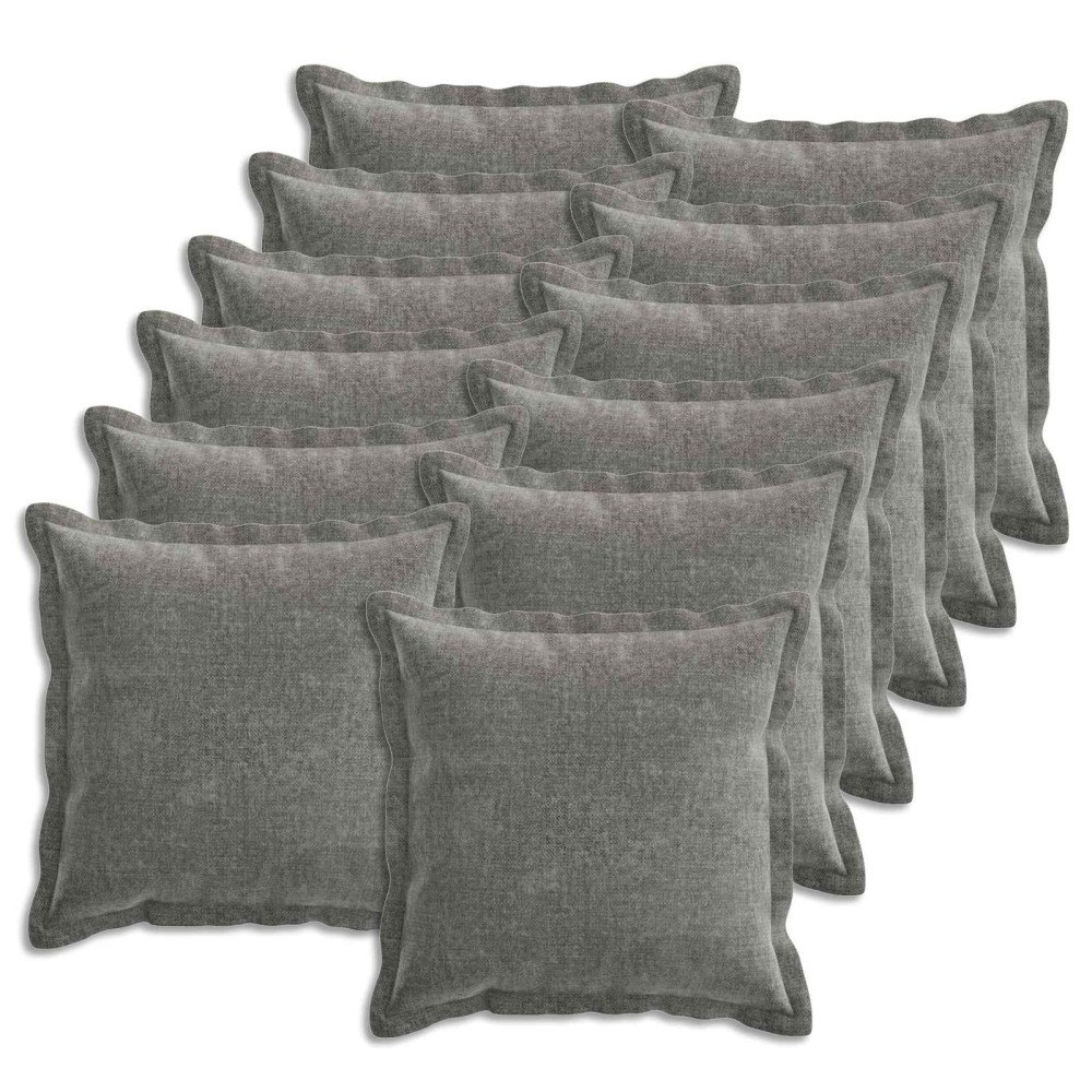 vidaXL Kuddöverdrag 12 st HOUTEN Mörkgrå 40 x 40 cm Chenilletyg