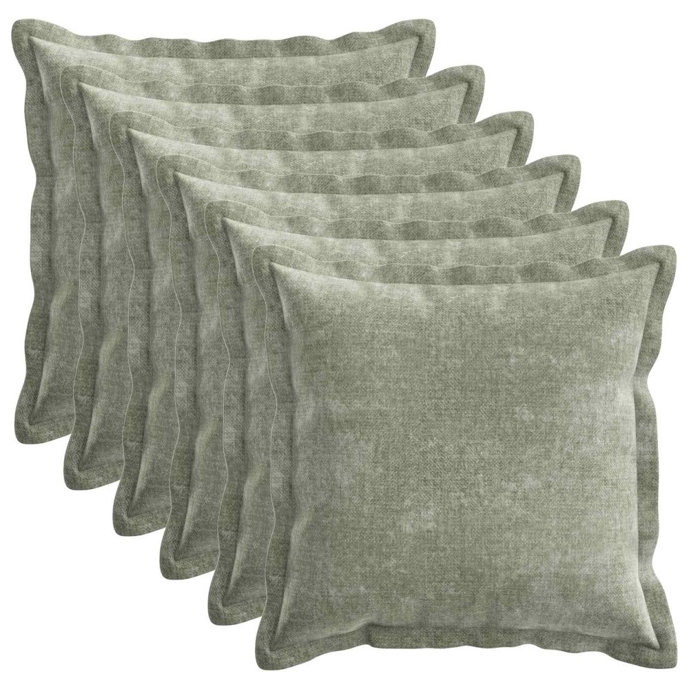 vidaXL Kuddöverdrag 6 st HOUTEN Grön 45 x 45 cm Chenilletyg