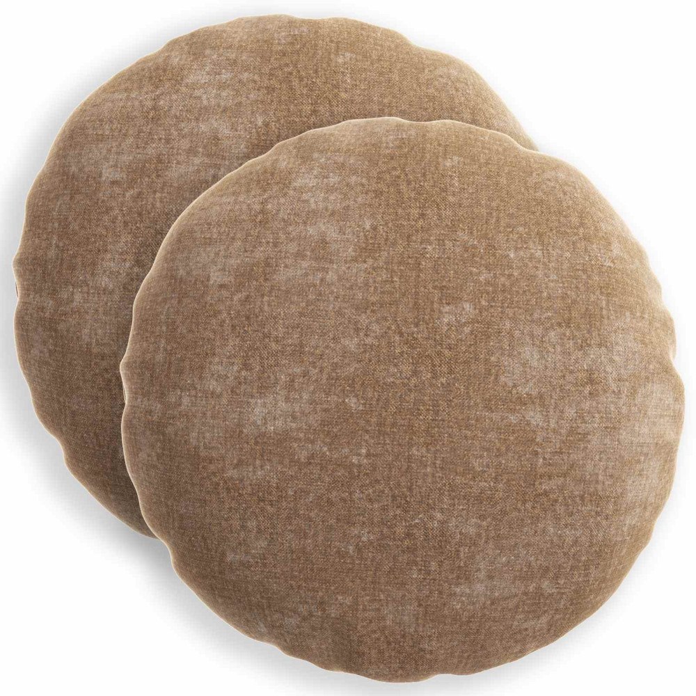 vidaXL Kuddöverdrag 2 st HEERLEN Brun Ø 50 cm Chenilletyg