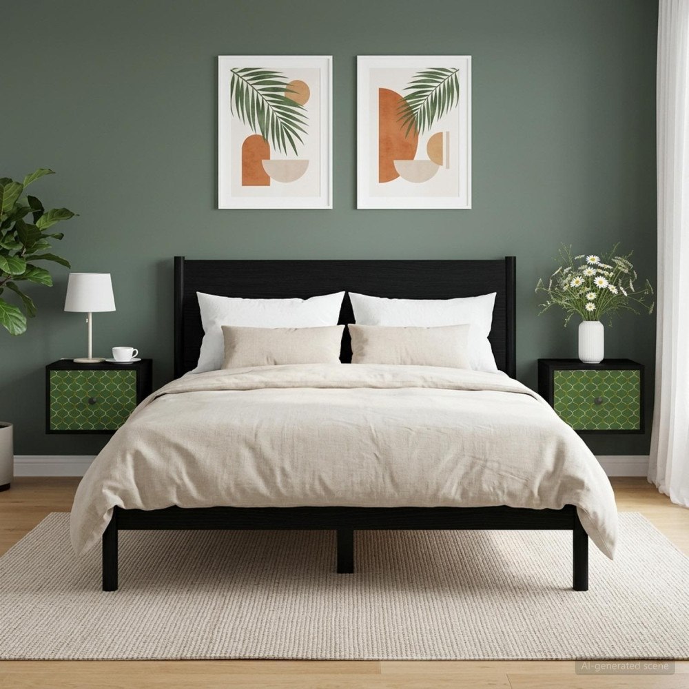 vidaXL Väggmonterad sänggavel GELEEN 2 st Svart ek 36 x 33 x 25 cm