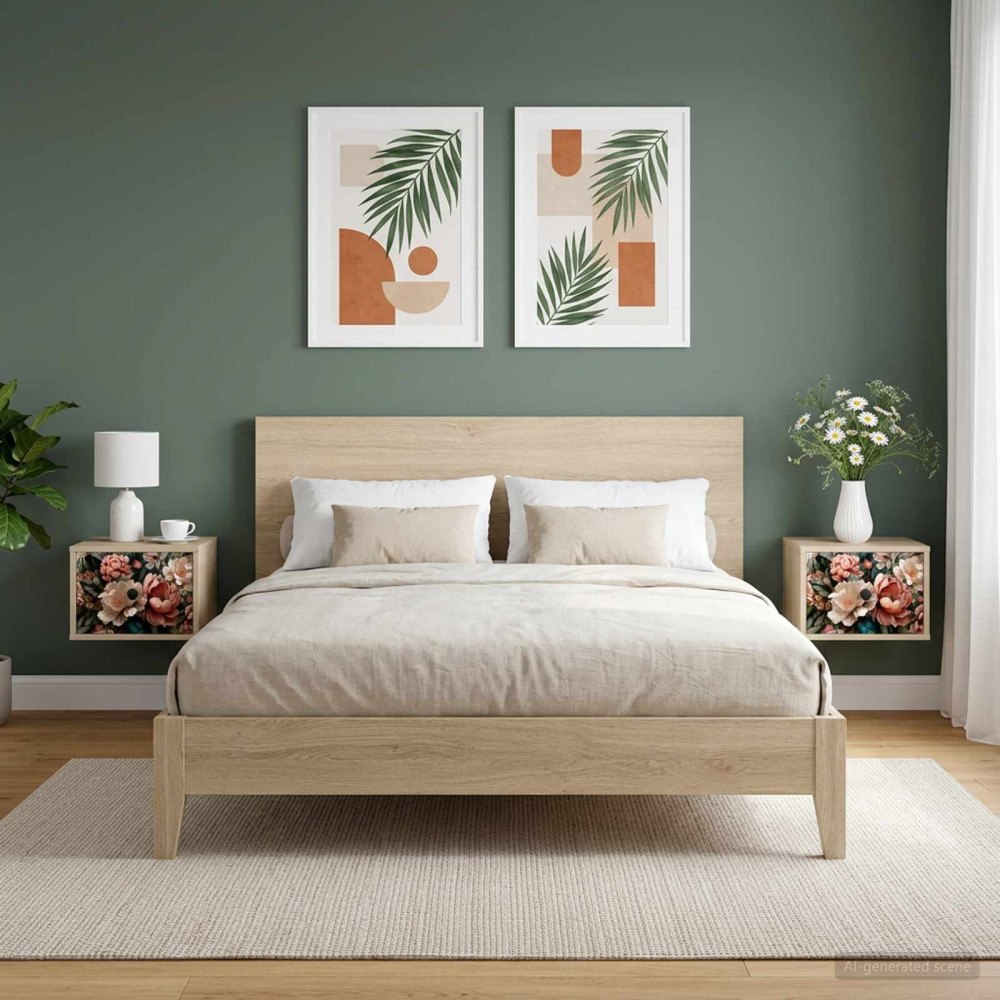 vidaXL Väggmonterad sänggavel BORNE 2 st Sonoma-ek 36 x 33 x 25 cm