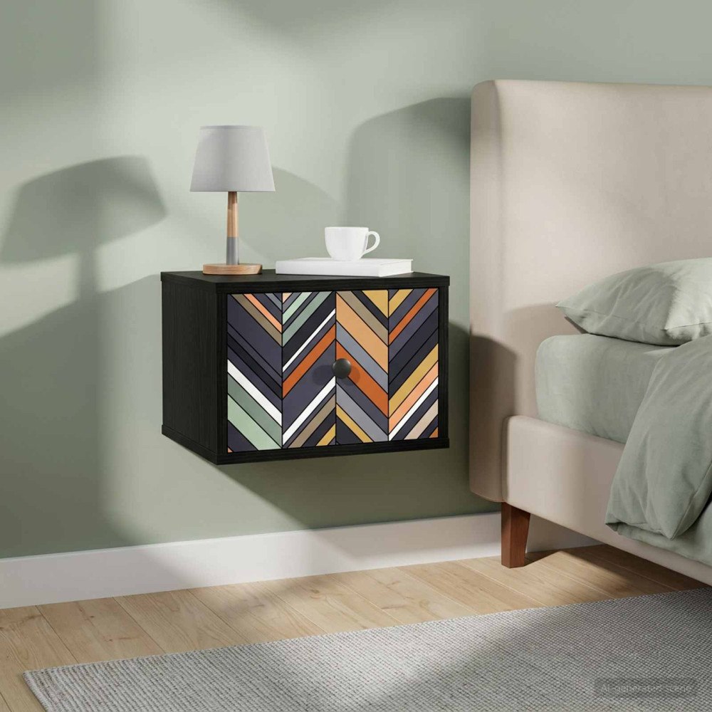 vidaXL Väggmonterad sänggavel OMMEN 2 st Svart ek 36 x 33 x 25 cm
