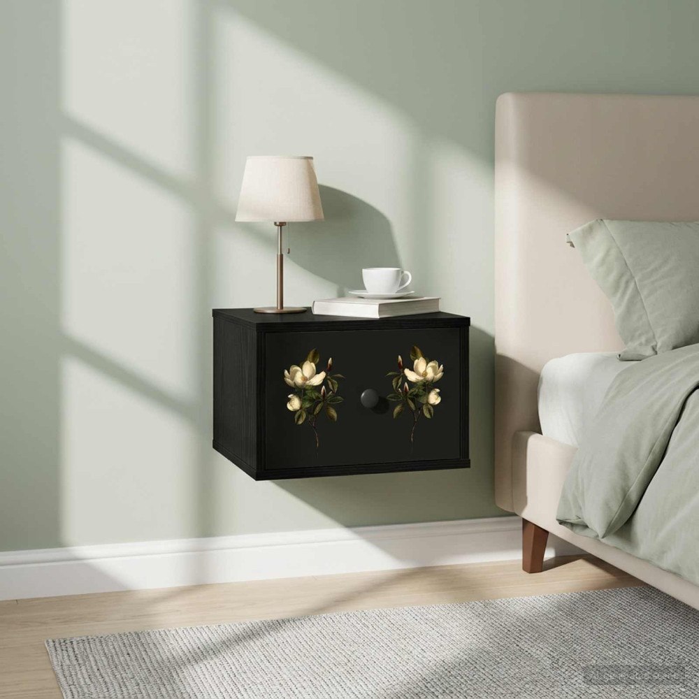 vidaXL Väggmonterad sänggavel BREMEN 2 st Svart ek 36 x 33 x 25 cm
