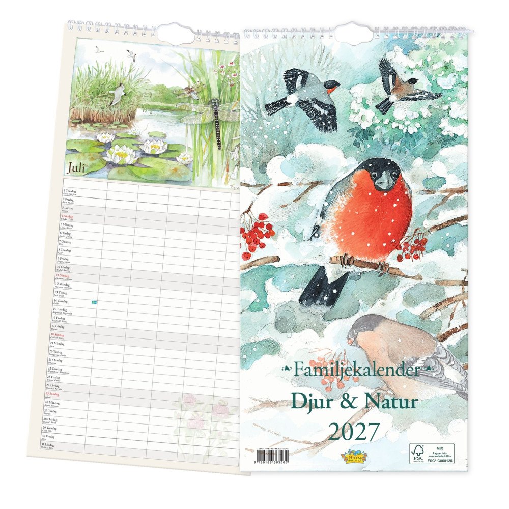 Hjelm förlag Familjekalender 2027 - Djur & Natur
