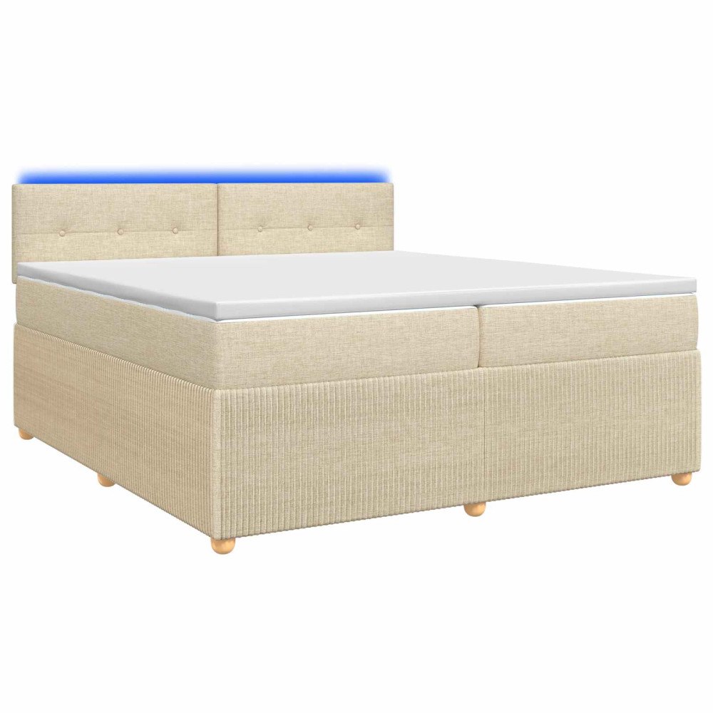 vidaXL Kontinentalsäng med madrass Gräddvit 200 x 200 cm Tyg
