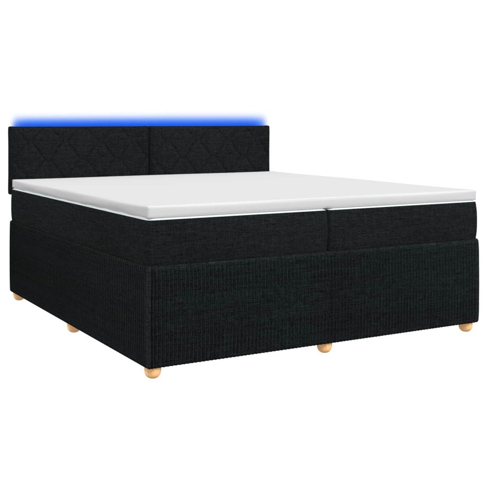 vidaXL Kontinentalsäng med madrass Svart 200 x 200 cm Tyg