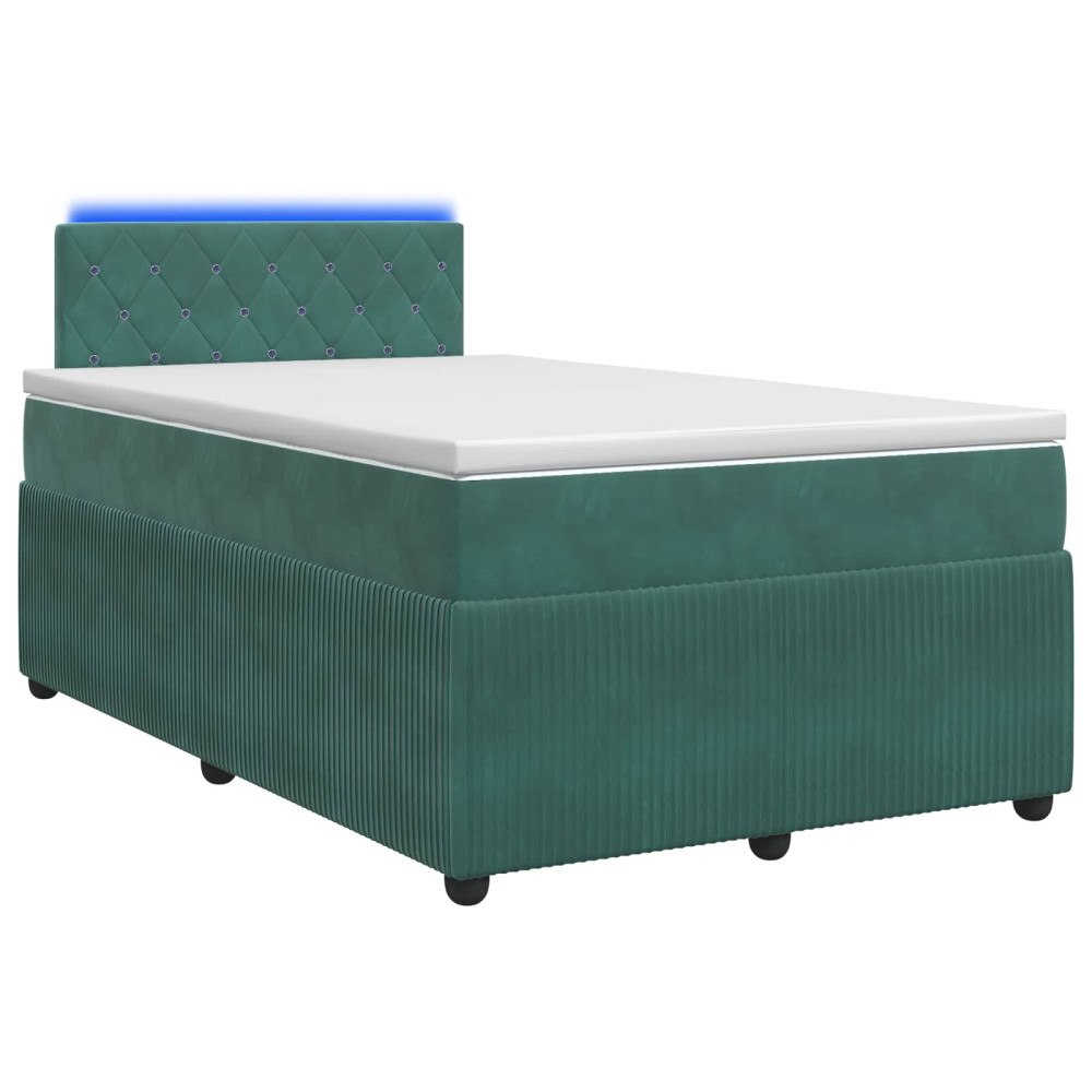 vidaXL Kontinentalsäng med madrass Mörkgrön 120 x 200 cm Sammet