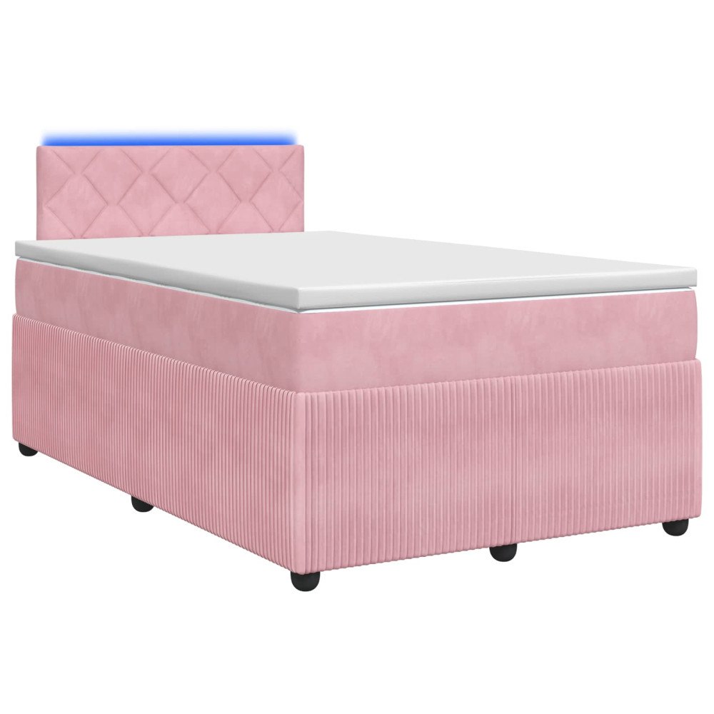 vidaXL Kontinentalsäng med madrass Rosa 120 x 200 cm Sammet