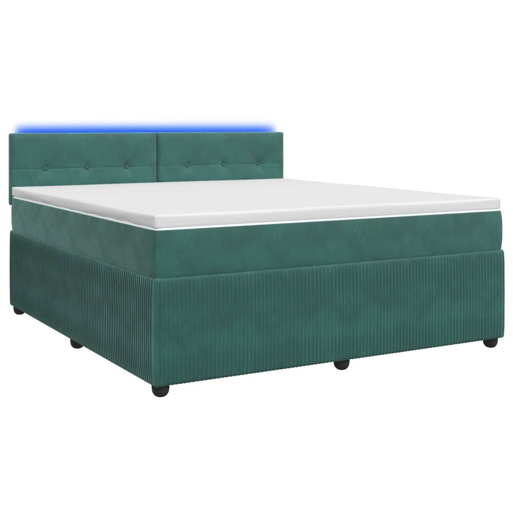vidaXL Kontinentalsäng med madrass Mörkgrön 160 x 200 cm Sammet