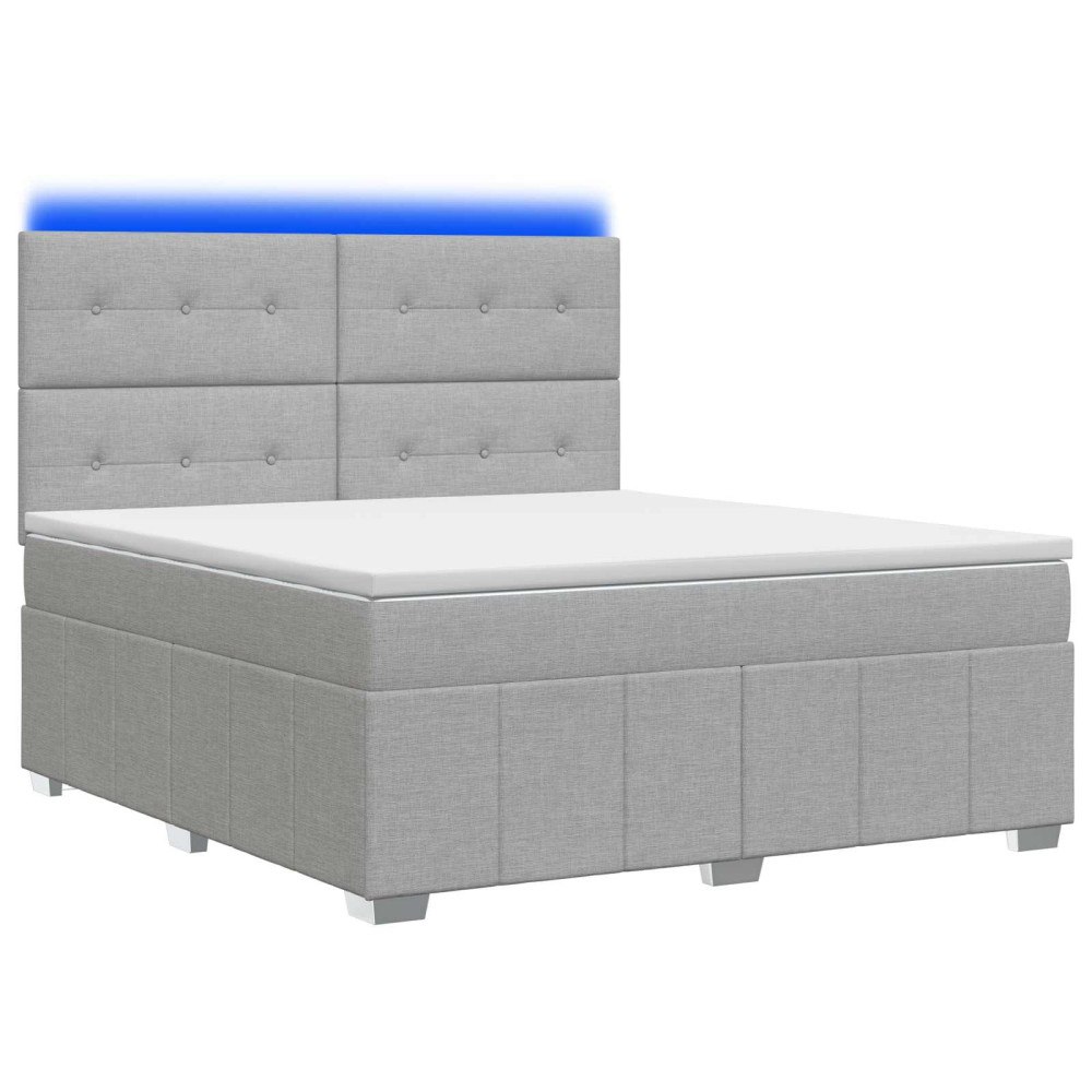 vidaXL LED sängram med madrass med huvudgavel Ljusgrå 160 x 200 cm Tyg