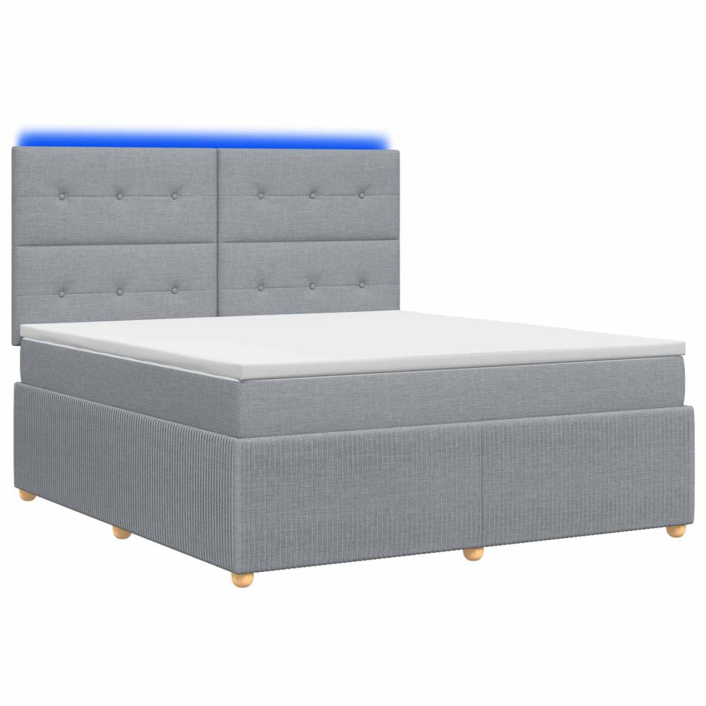 vidaXL LED sängram med madrass med huvudgavel Ljusgrå 160 x 200 cm Tyg
