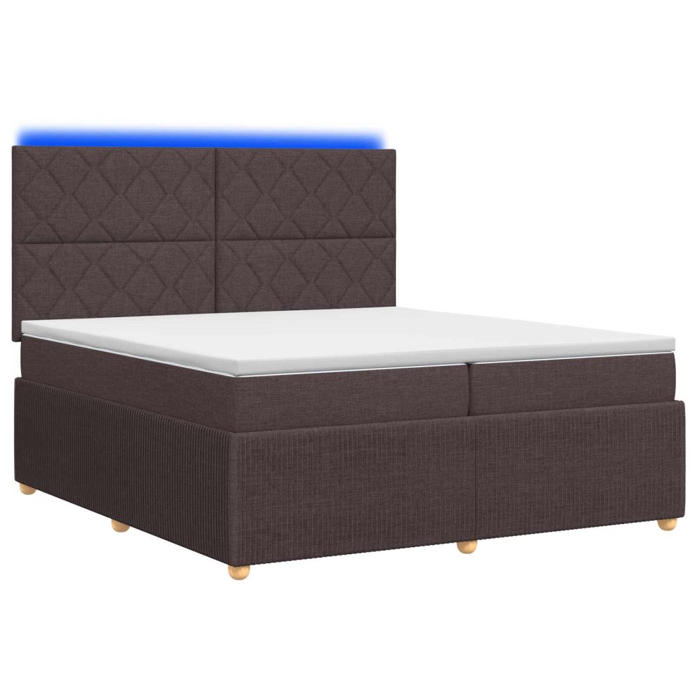 vidaXL LED sängram med madrass Mörkbrun 200 x 200 cm Tyg