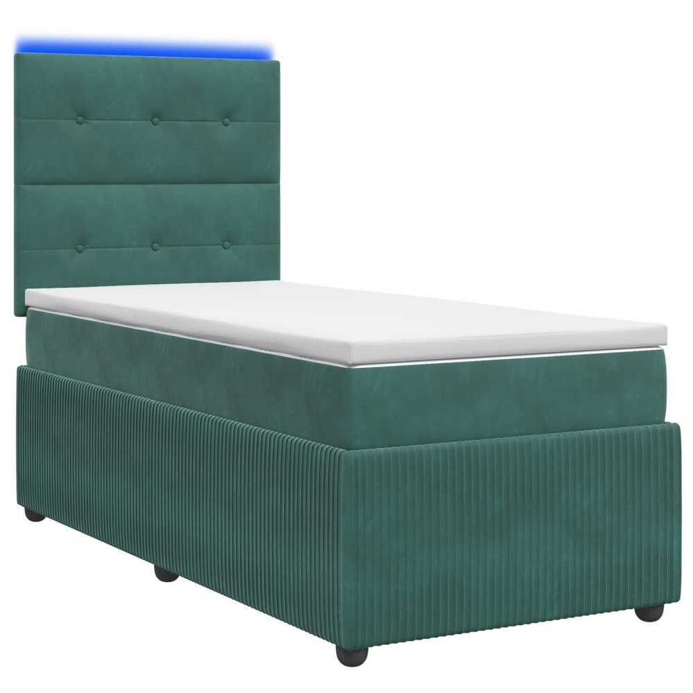 vidaXL LED sängram med madrass Mörkgrön 80 x 200 cm Sammet