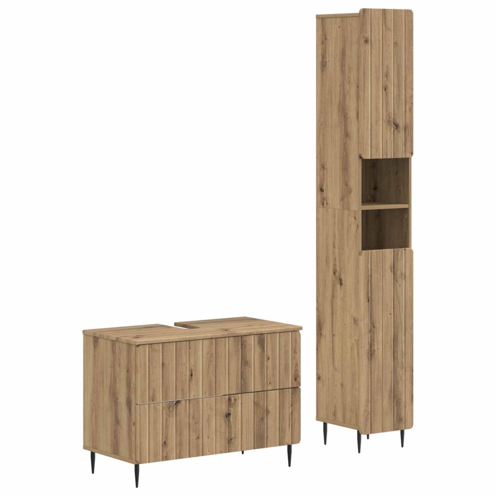 vidaXL 2-delat Badrumsskåpsset ZWOLLE Artisan-ek Konstruerat trä