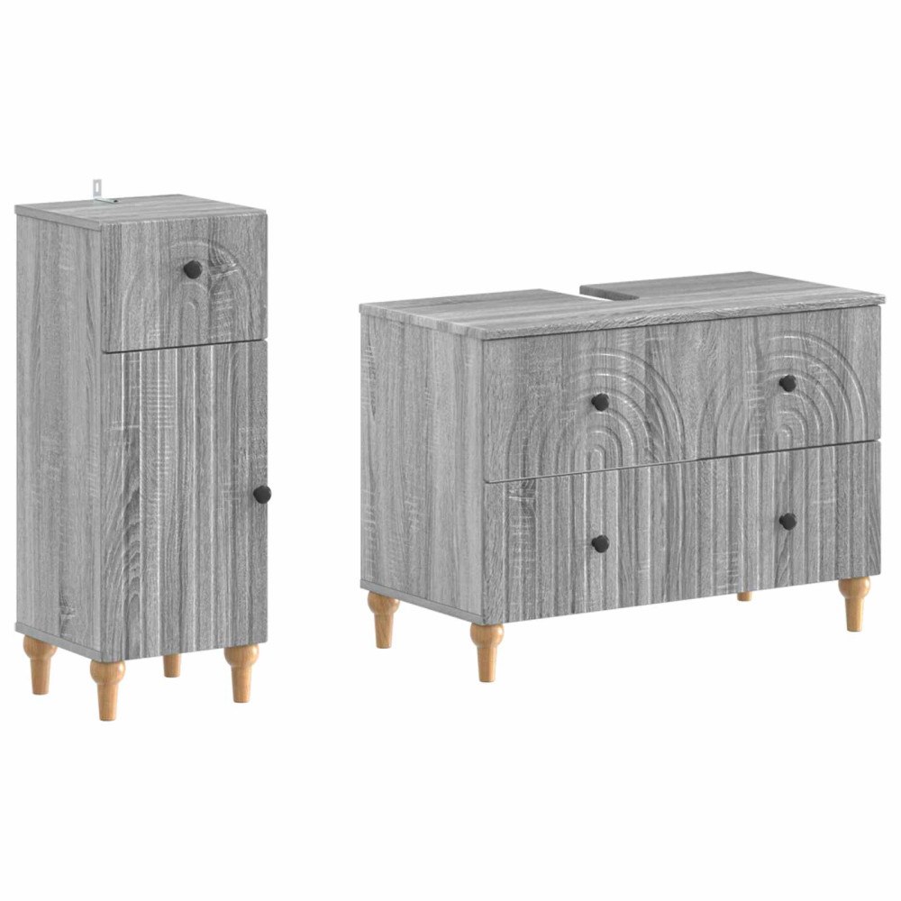 vidaXL 2-delat Badrumsskåpsset ALKMAAR Grå Sonoma Konstruerat trä