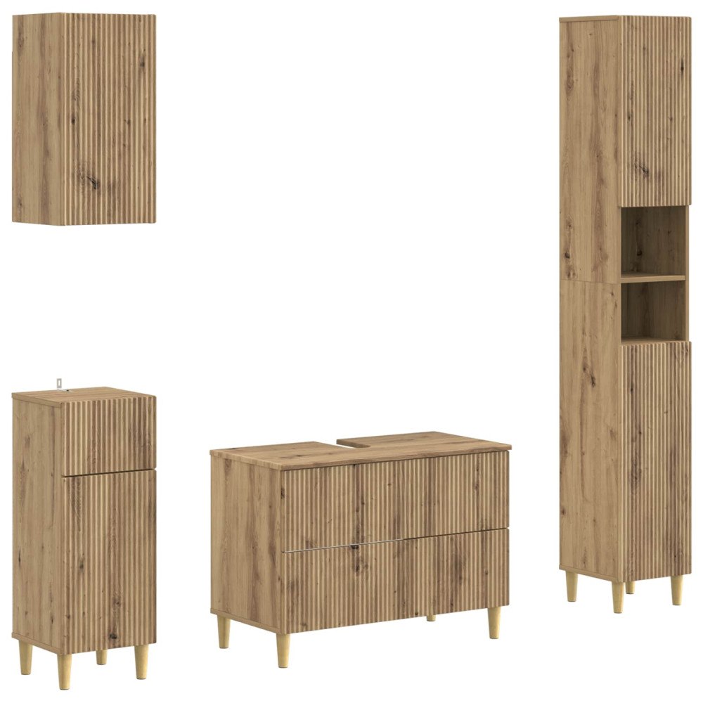 vidaXL 4-delars badrumsskåpsset ARNHEM Artisan-ek Konstruerat trä