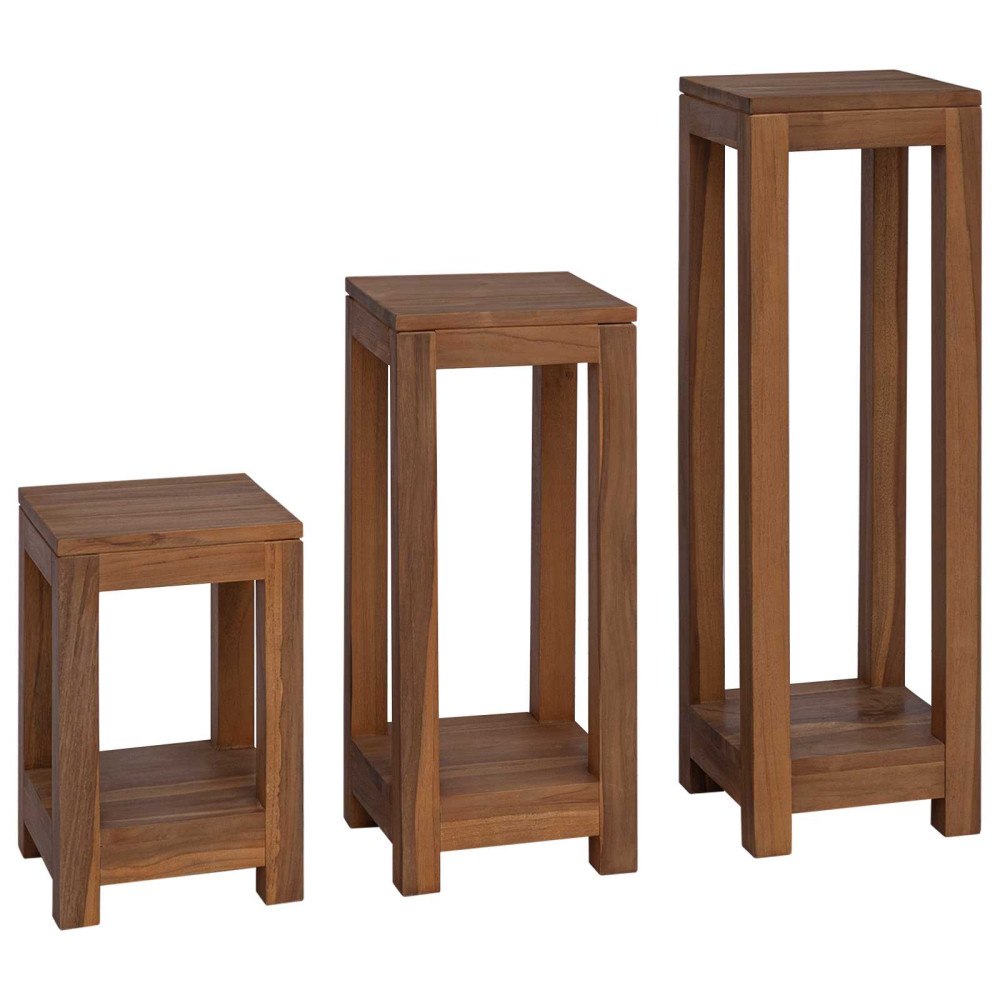 vidaXL Växtställ 3 st Naturlig 25 x 25 x 80 cm Massivt teakträ