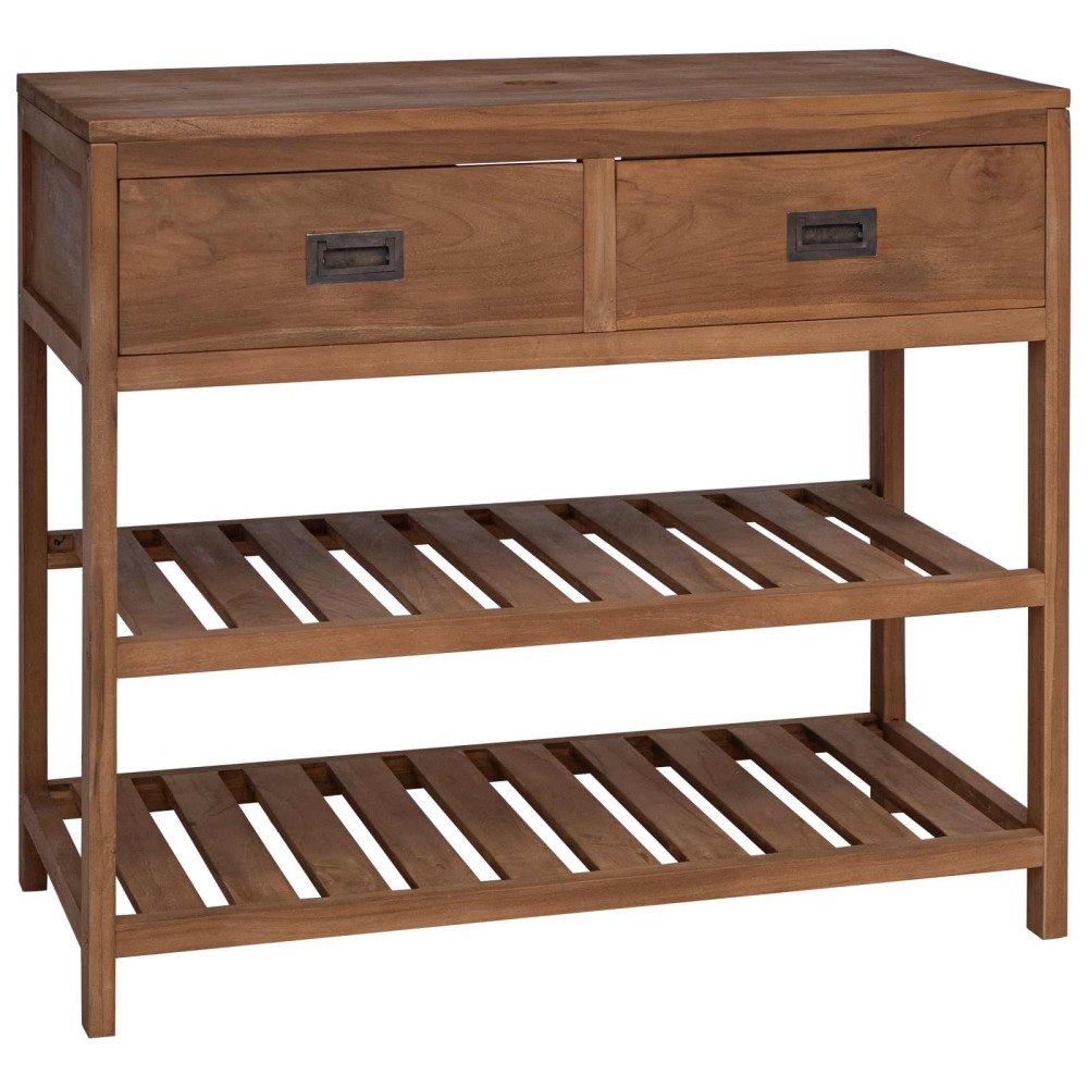 vidaXL Badrumsskåp Naturlig 90 x 45 x 75 cm Massivt teakträ
