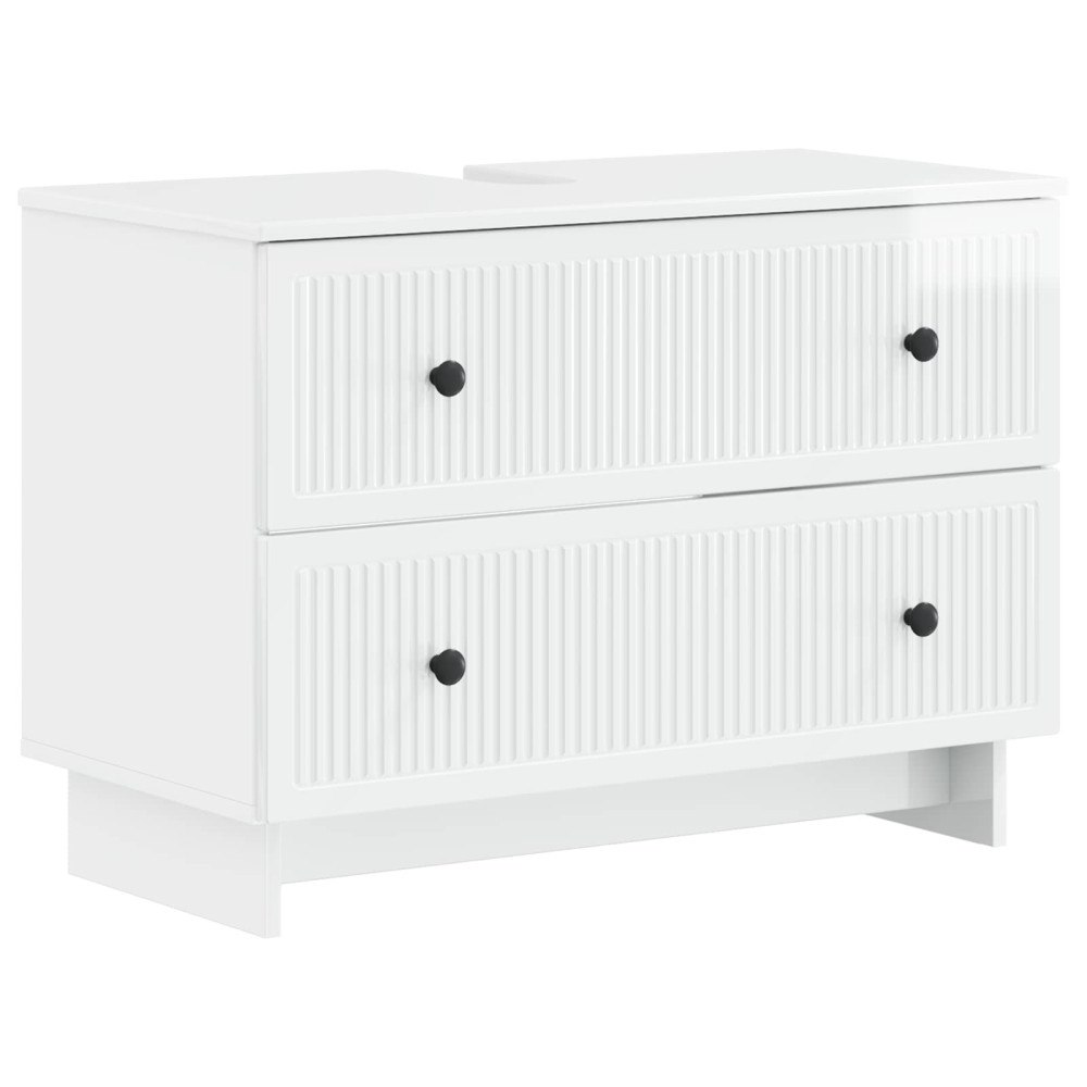 vidaXL Badrumsskåp med handfat EDE Vit högglans 82 x 41 x 59 cm