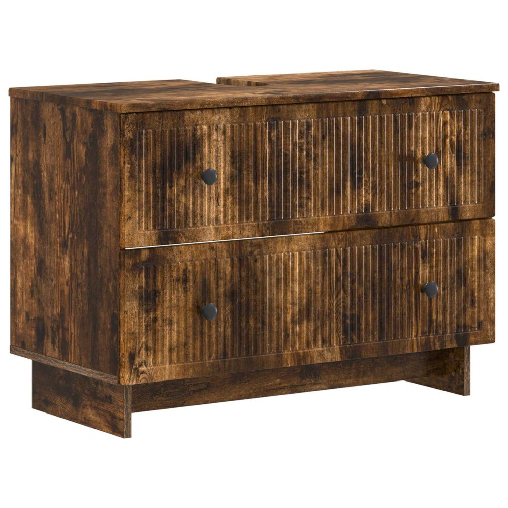 vidaXL Badrumsskåp med handfat EDE Rökt ek 82 x 41 x 59 cm