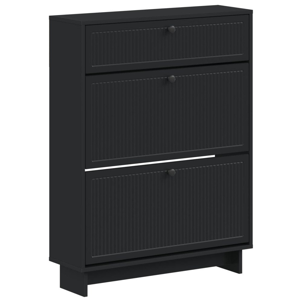 vidaXL Skoskåp EDE 78 x 24 x 103 cm Konstruerat trä Svart