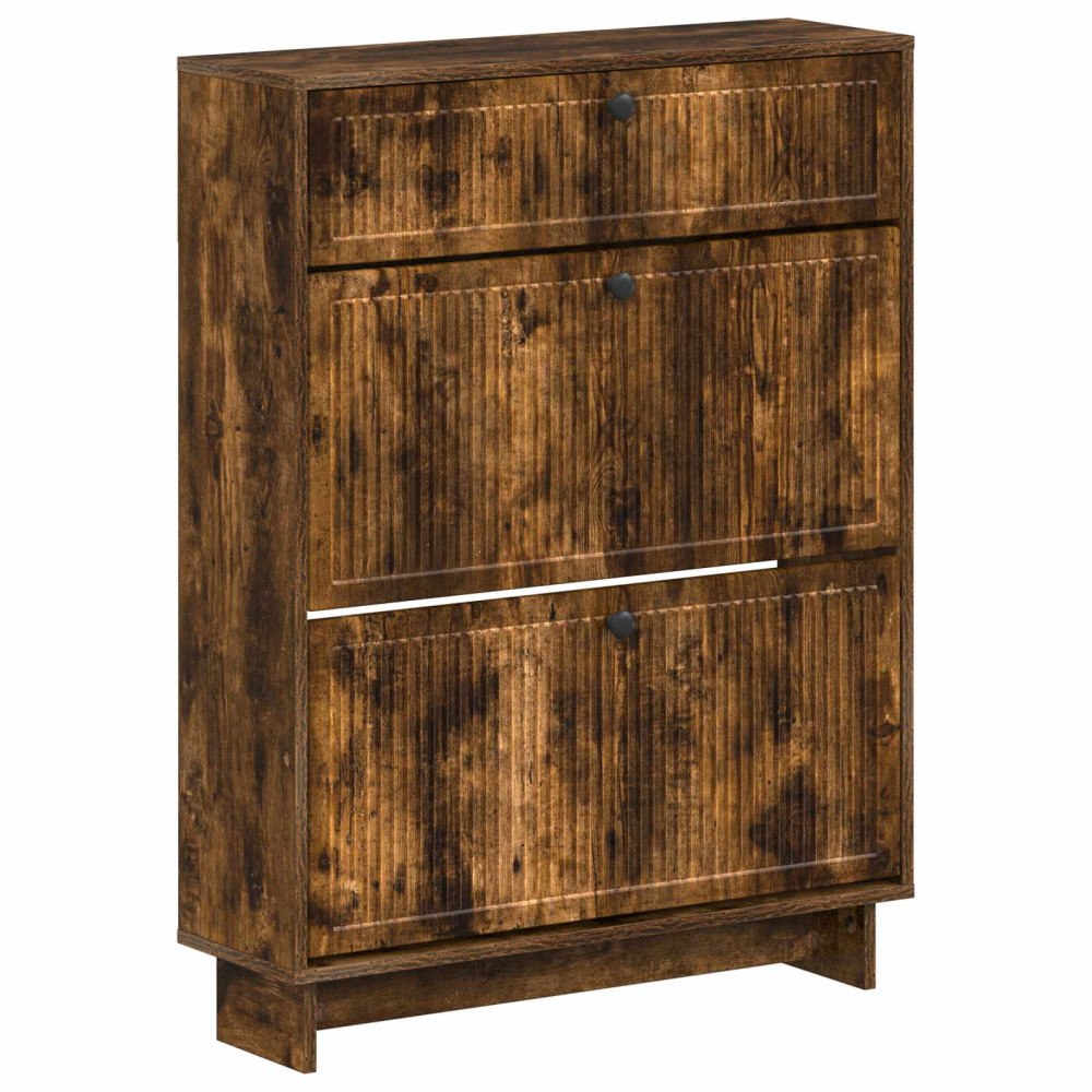 vidaXL Skoskåp EDE 78 x 24 x 103 cm Konstruerat trä Rökt ek