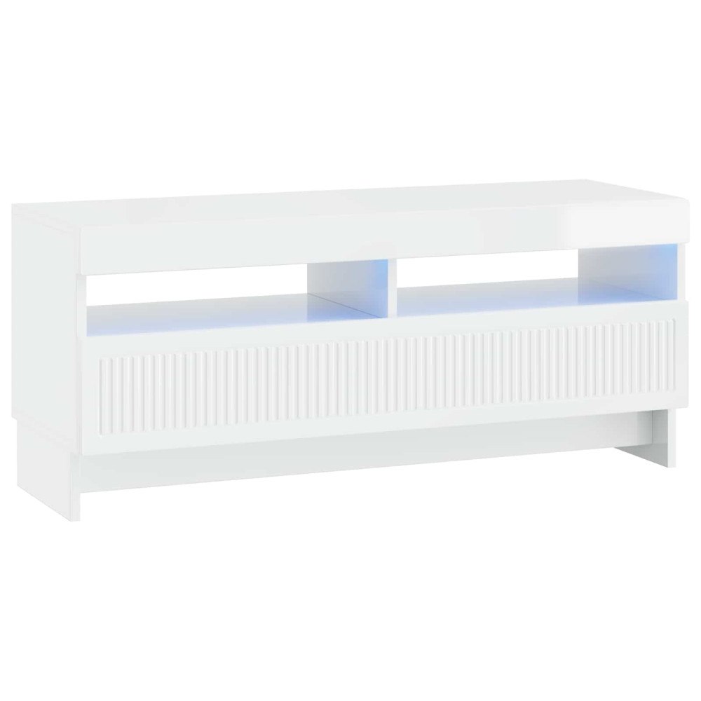 vidaXL LED TV-skåp Vit högglans Konstruerat trä