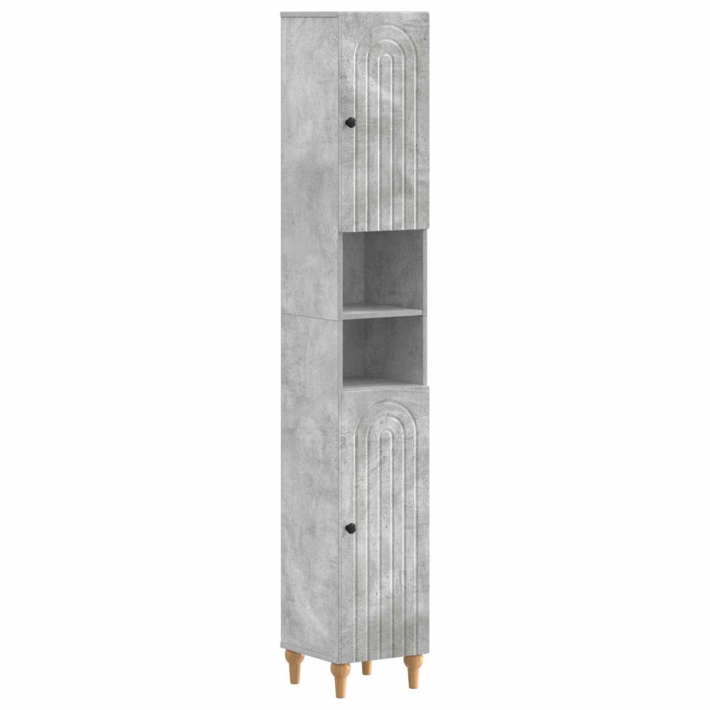 vidaXL Badrumsskåp med Öppen Hylla ALKMAAR Betonggrå 30 x 31 x 190 cm
