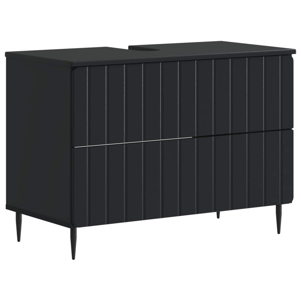 vidaXL Badrumsskåp med handfat ZWOLLE Svart 82 x 41 x 58,5 cm