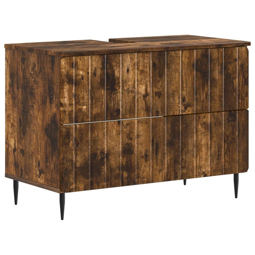 vidaXL Badrumsskåp med handfat ZWOLLE Rökt ek 82 x 41 x 58,5 cm