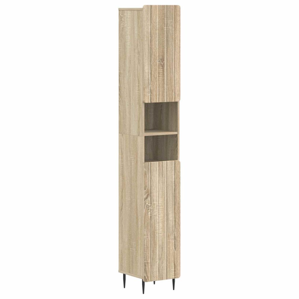 vidaXL Badrumsskåp med Öppen Hylla ZWOLLE Sonoma-ek 30 x 31 x 189,5 cm