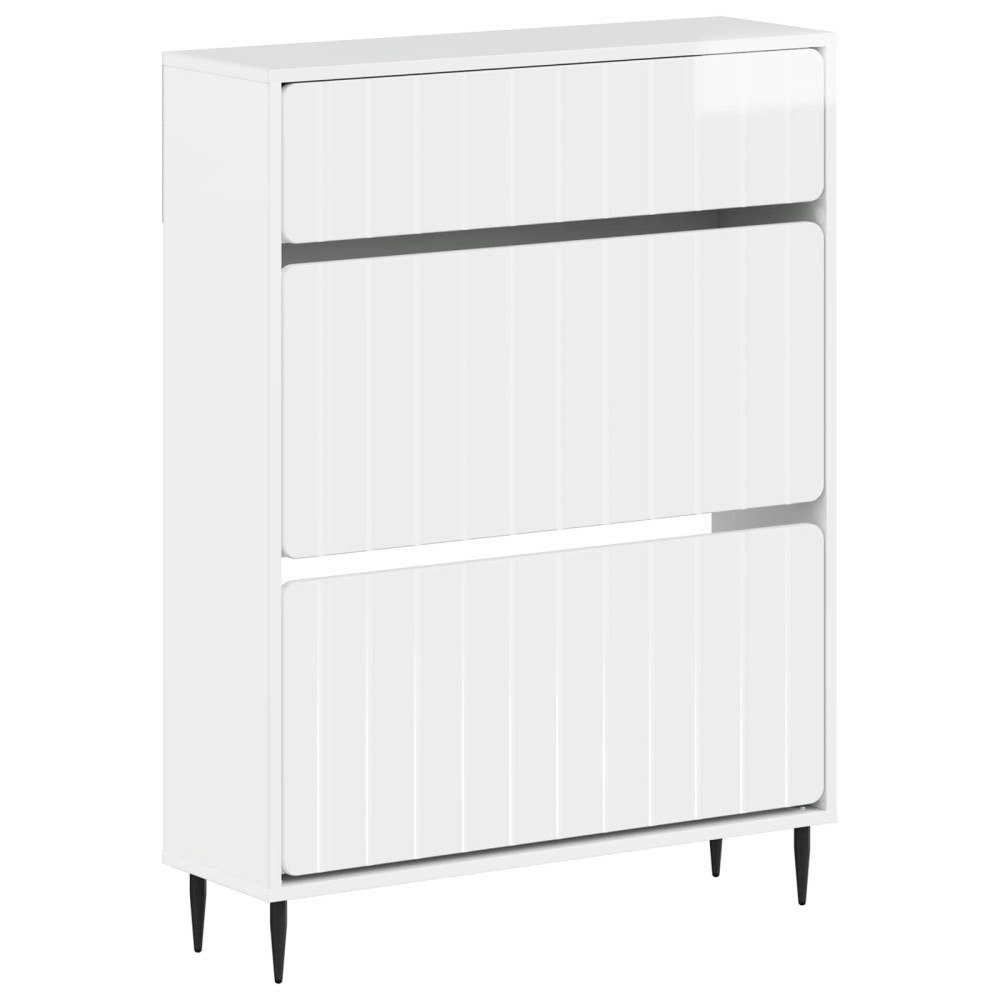vidaXL Skoskåp ZWOLLE 78 x 24 x 103 cm Konstruerat trä Vit högglans