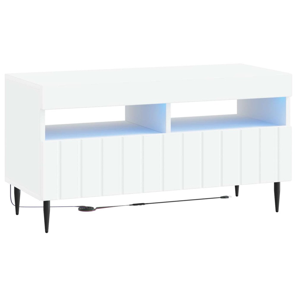 vidaXL LED TV-skåp Vit Konstruerat trä