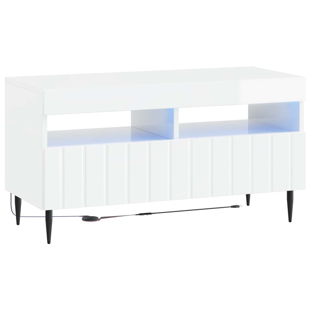 vidaXL LED TV-skåp Vit högglans Konstruerat trä