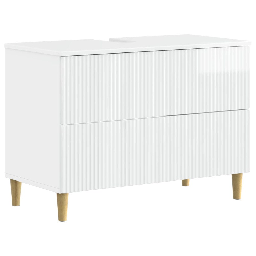 vidaXL Badrumsskåp med handfat ARNHEM Vit högglans 82 x 41 x 59 cm