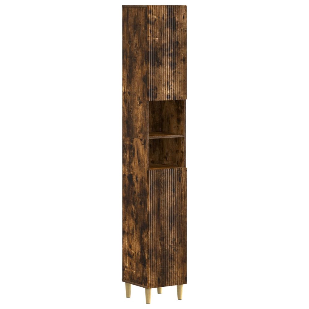 vidaXL Badrumsskåp med Öppen Hylla ARNHEM Rökt ek 30 x 31 x 190 cm