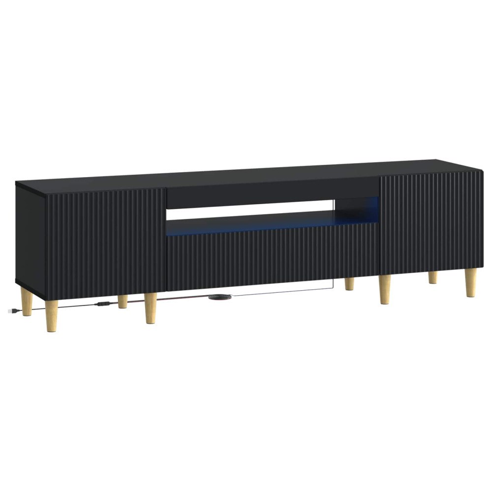 vidaXL LED TV-skåp Svart Konstruerat trä