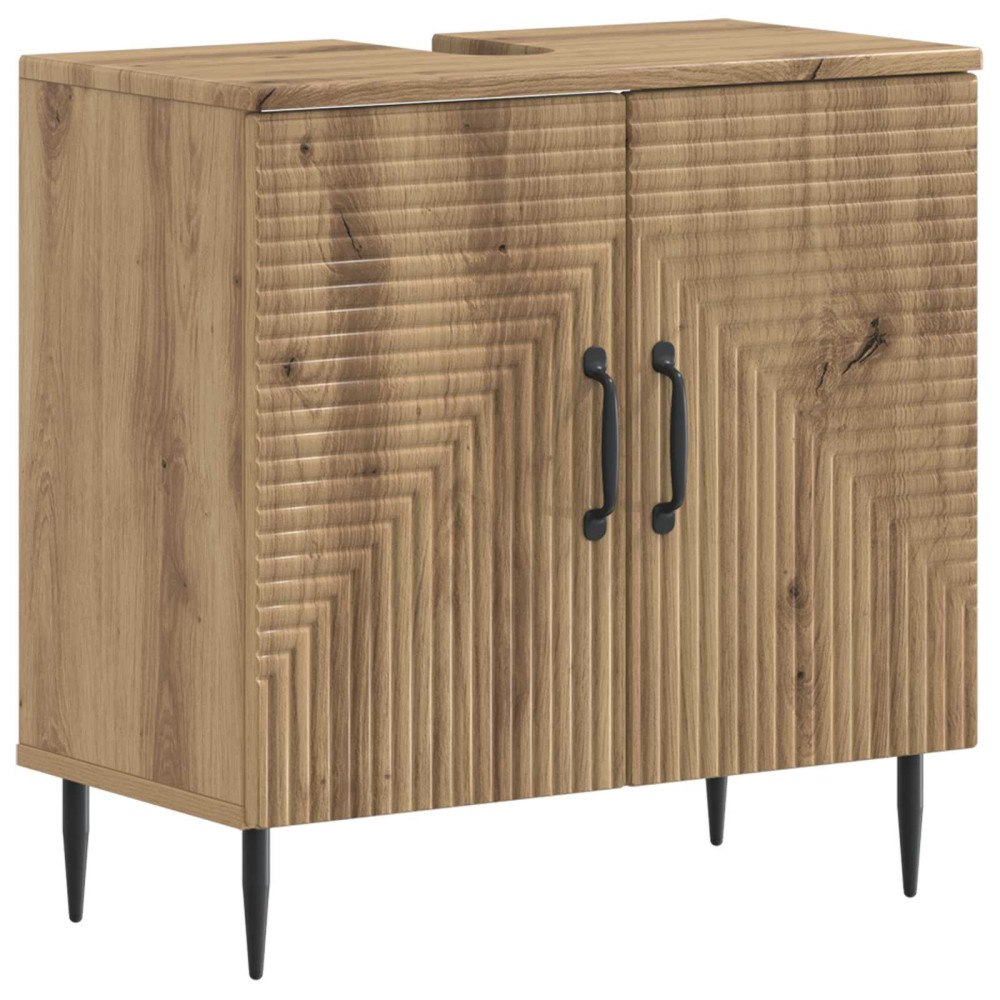 vidaXL Badrumsskåp med handfat HAARLEM Artisan-ek 59,5 x 31,5 x 59 cm
