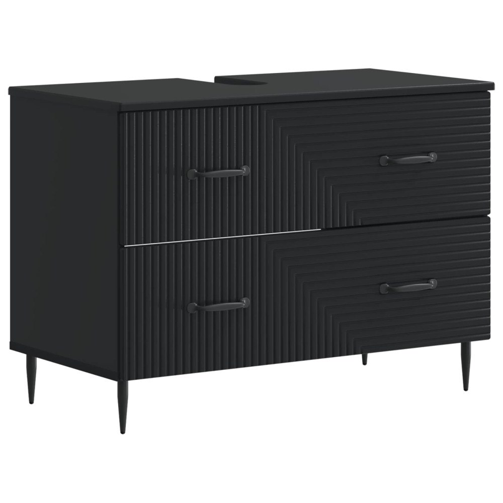 vidaXL Badrumsskåp med handfat HAARLEM Svart 82 x 41 x 58,5 cm
