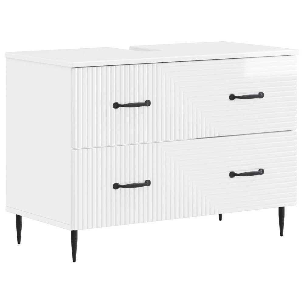 vidaXL Badrumsskåp med handfat HAARLEM Vit högglans 82 x 41 x 58,5 cm