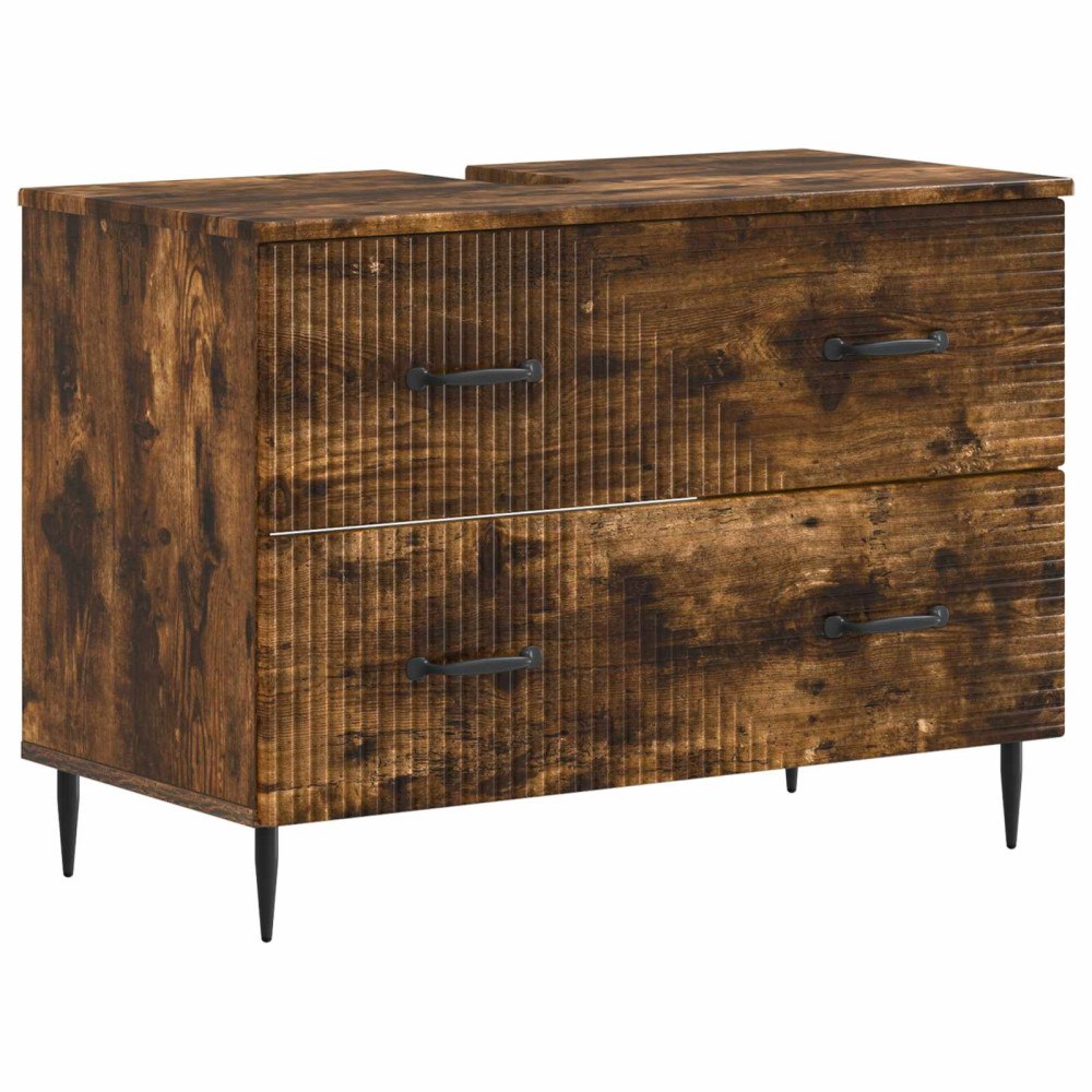 vidaXL Badrumsskåp med handfat HAARLEM Rökt ek 82 x 41 x 58,5 cm