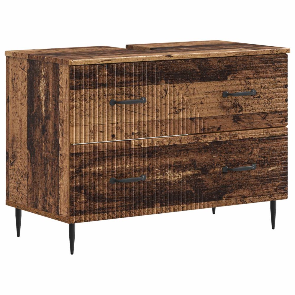 vidaXL Badrumsskåp med handfat HAARLEM Gammalt trä 82 x 41 x 58,5 cm
