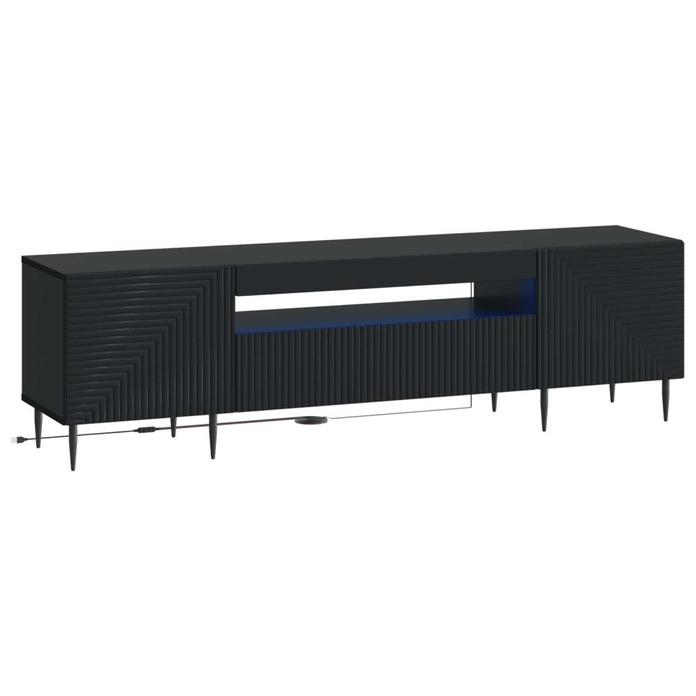 vidaXL LED TV-skåp Svart Konstruerat trä