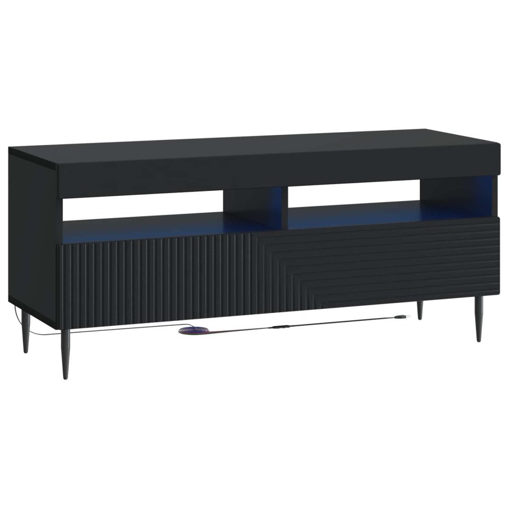 vidaXL LED TV-skåp Svart Konstruerat trä