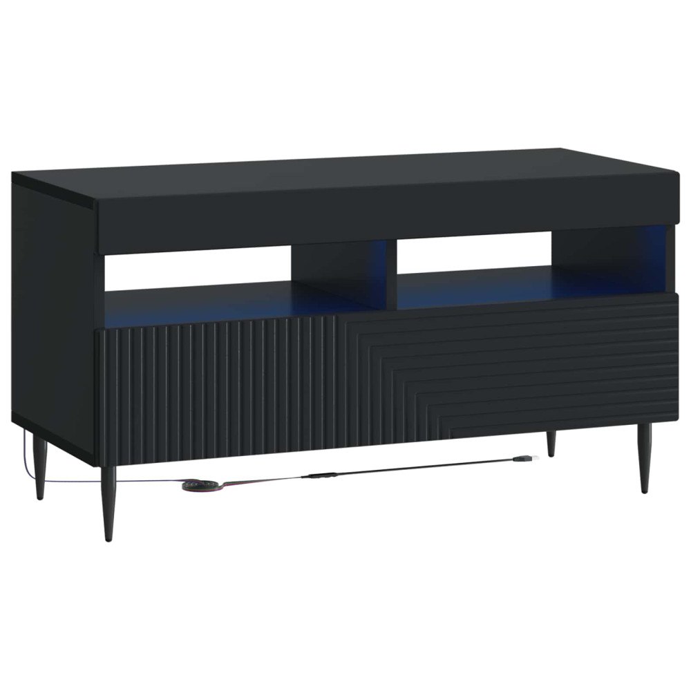 vidaXL LED TV-skåp Svart Konstruerat trä